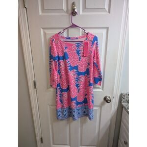 Lilly Pulitzer Pineapple Print UPF 50+ Sophie Dress 3/4 Sleeve Women - Size S